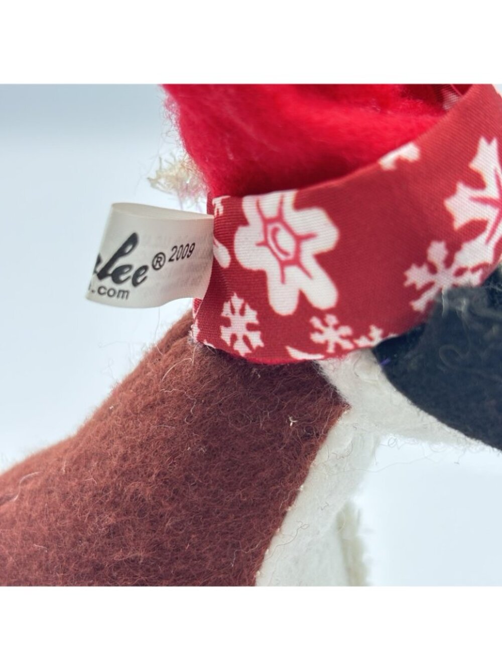 2009 Annalee Dolls Christmas Hound Puppy Dog Snowflake Red Hat Gift Present 7” - Picture 13 of 16